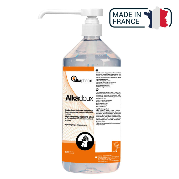 Alkadoux - Lotion lavante haute fréquence à pH neutre - Flacon pompe - 1 L - Alkapharm - My Podologie