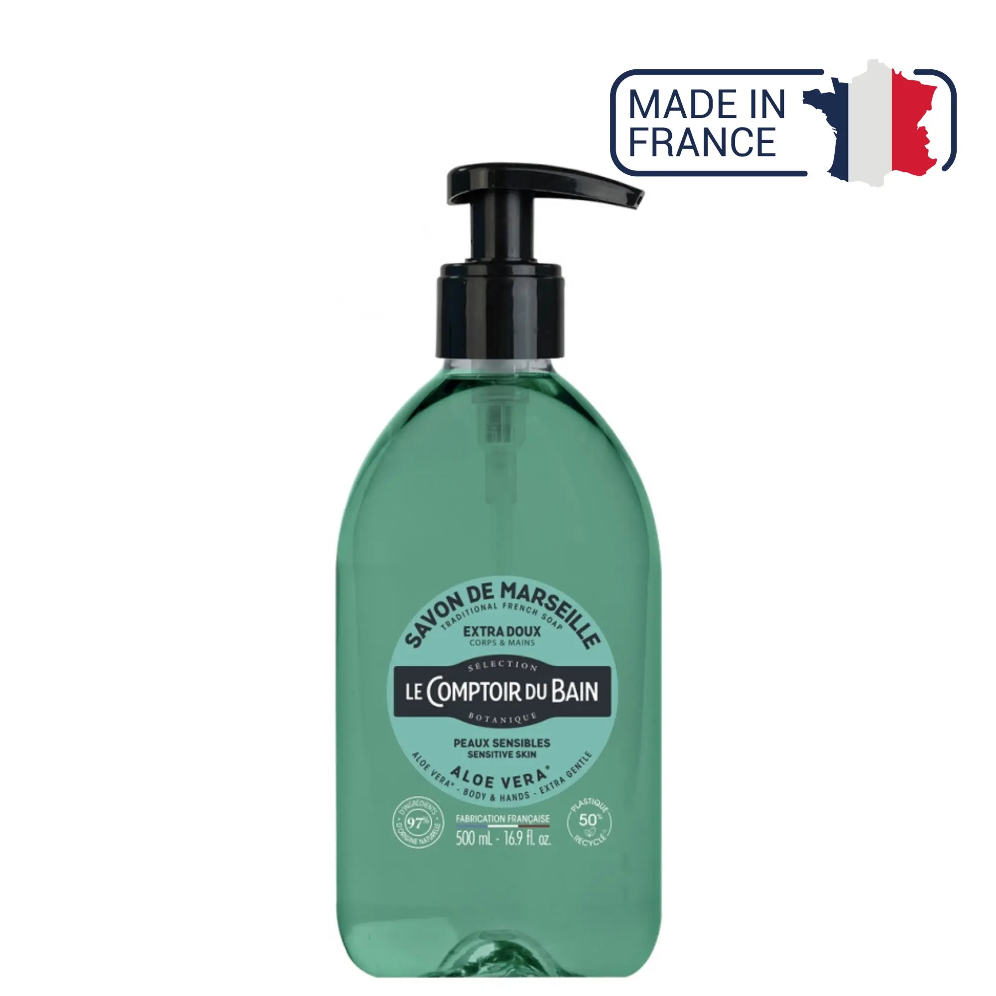 Savon de Marseille liquide Aloe - 500 ml - Le Comptoir du Bain