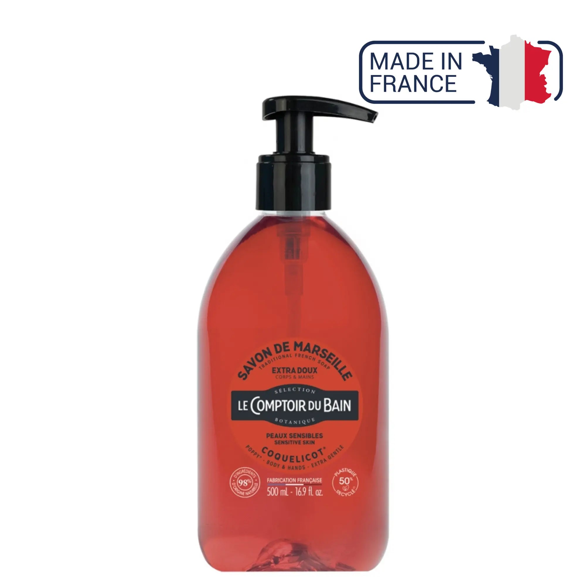 Jabón líquido de Marsella de amapola - 500ml - Le Comptoir du Bain